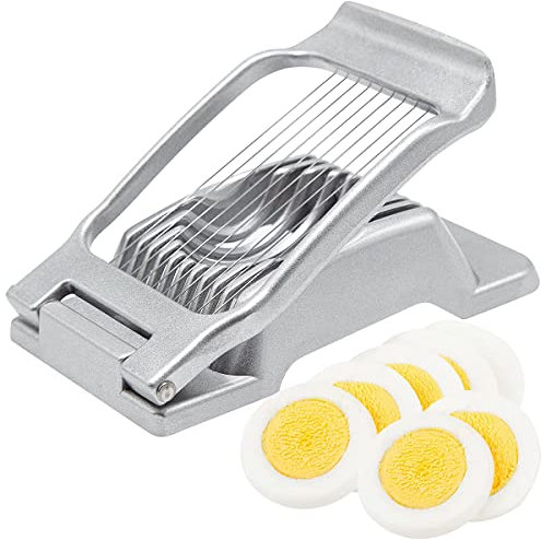 Deuson Egg Slicer Heavy Duty Aluminium Alloy Egg Slicer Cutter for Hard Boiled Eggs Multipurpose Egg Cutter Mini Manual Egg Slicer for Egg Ham Mushroom Strawberry Soft Fruit N