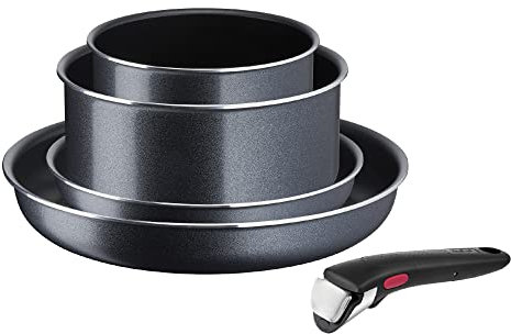 T-fal Ingenio XL Force L1589502 Kochgeschirr-Set, 5-teilig, mit abnehmbarem Griff, Titanium 2X Antihaftbeschichtung, Thermo-Signal-Technologie und Diffusionsboden, 5-teilig