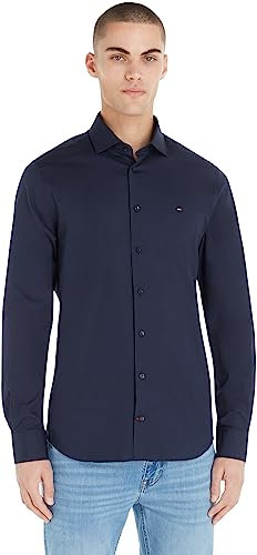 Tommy Hilfiger Chemise Homme Manches Longues, Bleu (Navy Blazer), 42