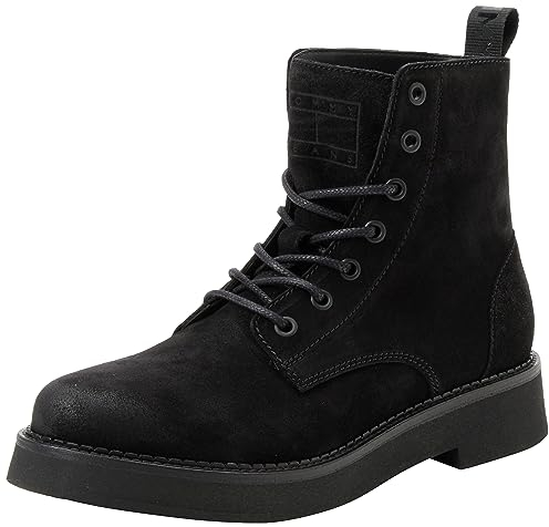 Tommy Jeans Damen Mid Boot Stiefel Lace Up Stiefeletten, Schwarz (Black), 39