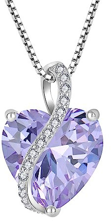 YL Damen Herz Halskette 925 Sterling Silber Anhänger Juni Geburtsstein Alexandrite Kette Schmuck Geschenke für Mutter ihre Frau Freundin