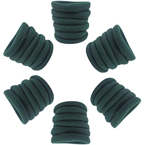 Topkids Accessories 36 pc Thick Hair Bands for Women and Girls, Hair Bobbles Elastic HairBands Ponytail Hair Ties Hair Elastics Hairbands Women Hair Ties No Damage elastic hair bands (Bottle Green)