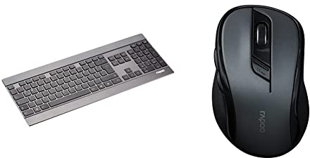 Rapoo E9270P kabellose Tastatur Wireless Keyboard ultraflaches 4 mm Tastaturdesign aus Edelstahl - schwarz & M500 Silent kabellose Maus Wireless Mouse 1600 DPI Sensor - schwarz