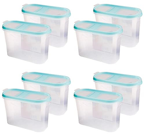 Bestlivings Vorratsdosen mit Deckel 1,4 Liter (8er Pack/Türkis), Luftdicht Schüttdose BPA frei, Vorratsbehälter Set - Frischhaltedosen Klappdeckel