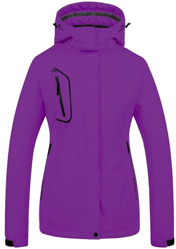 CREATMO US Damen Mountain Wasserdichte Skijacke Winddichte Snowboardjacke Warm Wintermantel Regenmantel