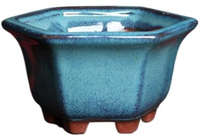 Wensmy 2pcs Glaze Bonsai Pots Ceramic Modern Glaze Succulent Planter Pot with Drainage Hole Vintage Bonsai Mini Glazed Pots Cactus Flower Container Bowl Garden Decoration (10.8x6.6cm)