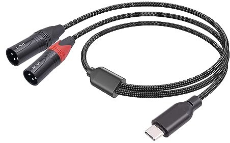 HUALEU USB C auf Dual-XLR-Stecker, Audiokabel, USB C auf 2 XLR-Stecker, Stereo-Endverstärkerkabel, Handy-USB-C-Verbindung, aktiver Lautsprecher, Verstärker-Audiokabel, 1,8 m