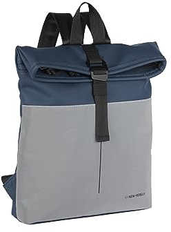 New Rebels Bowie - Los Angeles Rolltop Backpack Mini Reflective Part, Unisex-Erwachsene Rucksack, Navy and Reflective Part, 27x8x33cm -