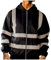 Herren Warnjacke Sicherheitsjacke Winterjacke Warnschutzjacke Arbeitsjacke Klassische Kontrast Warnschutz-Regenjacke mit reflektierenden Streifen, Warnschutzjacke mit Kapuze Schwarz 4XL