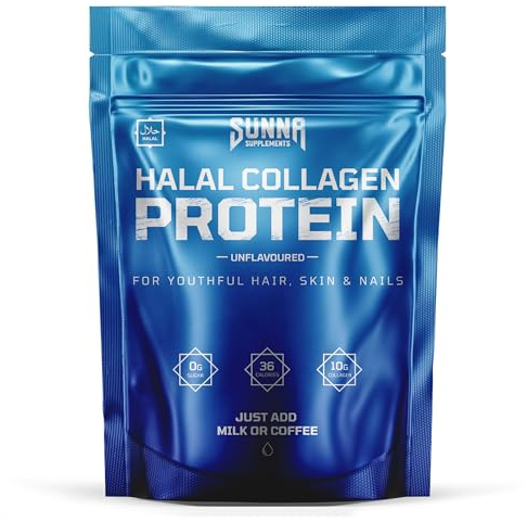 SUNNA SUPPLEMENTS - Halal Bovine Collagen Protein Powder for Hair Skin Nails and Joints - Type (I, III) Hydrolysed Premium Bovine Collagen Peptides for Women and Men | Gluten Free | Unflavoured