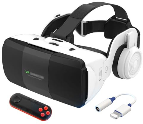 2023 Nuovo Visore Realtà Virtuale con Cuffie e Controller,Occhiali Virtuali 3D per Video Film e Giochi, Lente Regolabile Cuffie Realtà Virtuale per iphone/Samsung/Huawei/Xiaomi 4,7-7,8 Smartphone (