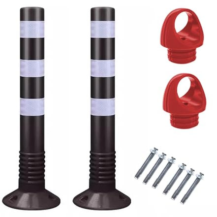 Coni stradali, Paletti delimitazione, Pali Delineatori Di Traffico Pesanti Nero Blu Verde Rosso, Pali Di Parcheggio Con Base Robusta E Kit Di Viti, Coni Barriera Portatili Con Bande Riflettenti (Colo