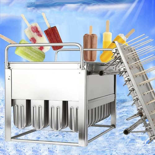 PJDDP 40 Moldes Comerciales para Paletas De Acero Inoxidable con Tapa,Moldes Reutilizables para Paletas De Hielo,Máquina para Hacer Helados,Moldes para Paletas De Hielo para Industriales Hogar