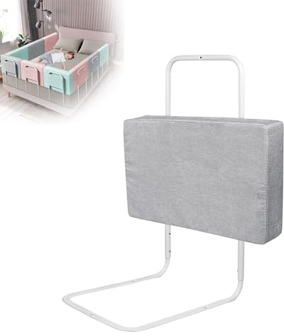 TATIVALO Bettgitter Rausfallschutz, Bettschutzgitter für Kinder, 50cm 5-Loch Höhenverstellbar, Bett Rausfallschutz für Kleinkinder, Kinderbettgitter für Familienbett und Kinderbett, 50cm, Grau