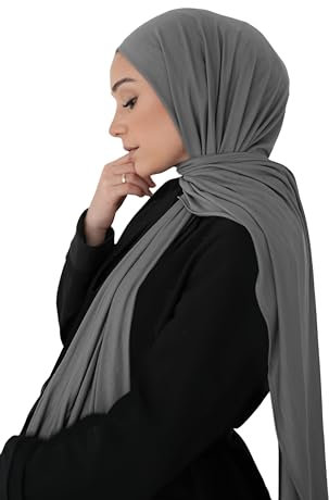 Al Yazma Cotton Jersey Hijab - Dunkelgrau - Fresia Scarf (Dunkelgrau)