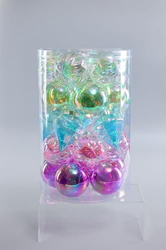 MOONET 25 Stück 6,7 cm Weihnachtskugeln, bruchsicher, bunt, transparent, für Festival, Hochzeit, Zuhause, Party, Dekoration, Weihnachtsbaum, zum Aufhängen