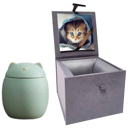 Umberdom Katzenasche-Urne aus Keramik, matt, Hellgrün, klein