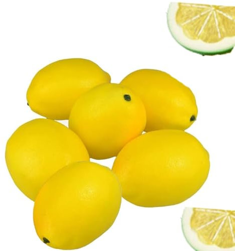 Armastuse Artificiale Giallo Limone,6 Pezzi Artificiale Giallo Limone,Limone Giallo Per Ciotole Decorazione Tavolo Centerpieces Estate Limoni Decorazioni