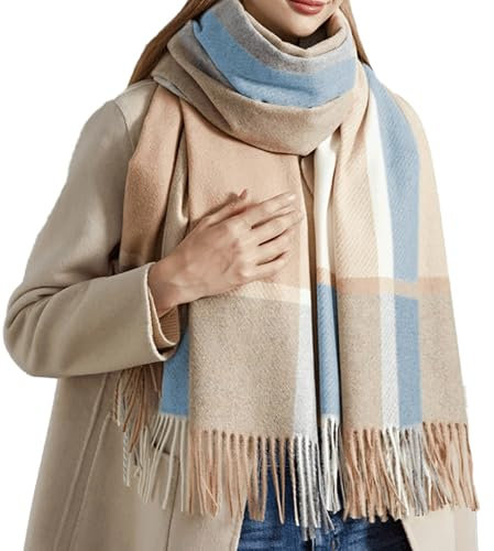 LPAMABA Schal Damen Halstuch Schalcape Karierter Schal Winterschal übergroßer Herbstschal Winter Einfarbig Deckenschal mit quasten/fransen Tücher, ein Warmes Geschenk für Oma, Mutter und Freundin