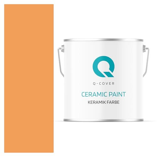 Q-COVER Keramik Farbe 5L (ca.35m²) Orange Wandfarbe Innenfarbe Abwaschbar Klasse 1 Mattfarbe Deckenfarbe Scheuerfest Küche Bad Treppen Ceramic Hohe Deckkfraft
