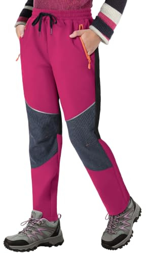 ANGEL CITIZ Kinder Softshellhose Winter Skihose für Jungen & Mädchen Thermo Regenhose Kinder mit Reflektoren Wathose Wanderhose Outdoor 116-158