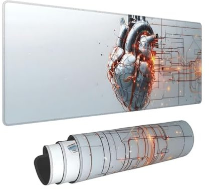 Grand Tapis de Souris de Jeu 1200x600x3mm XXL Multifonction Mouse Pad, avec Bords Cousus, Base en Caoutchouc Naturel antidérapant Durable Tapis de Clavier Le cœur Tapis de Bureau pour Gamer E-675