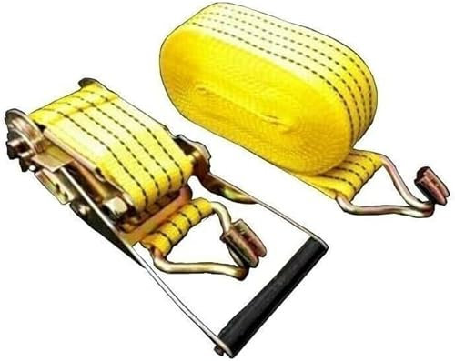 4 pcs Sangles d'Arrimage Jaune en Polyester avec Tendeur à Cliquett 5 Tonnes 8 Mètres Largeur 50 mm