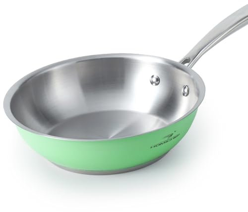 HOMICHEF 24 CM verde menta padella in acciaio inox senza nichel - Padella a induzione con fondo piatto senza rivestimento, non tossica