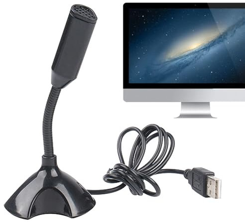 Spizummp USB Microphone - Plug &Play Desktop PC Laptop Mic, Desktop Gooseneck Omnidirectional Microphone Plug, Intelligent Noise Reduction Technology - Black