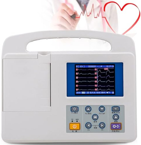 YANDDEA Portable ECG/EKG Monitor, Professional Color LCD Digital 12 Lead 3 Channel Device with Printing Paper for Medical Oral Care Vital Signs Intensive Care Unit CCU