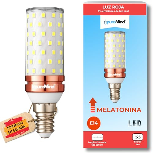 Puremind Lumière rouge E14 - veilleuse rouge - lampe lumière mélatonine - ampoule de sommeil - aide à la production de mélatonine - équilibre le rythme circadien