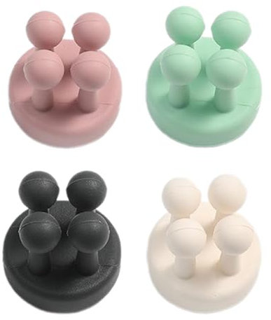 Silicone Toothbrush Holders 6 Pcs Multi-Function Hook Razor holder Waterproof Self Adhesive Wall Mounted Single Hook for Wall or Glass for Hanging Bathroom Kitchen Living Room Office (Color 4pcs)
