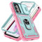 Pilaru 3 in 1 for Samsung A35 5G case | With Front Frame | [Separate] 2 Screen Protector & Kickstand Ring & Camera Cover Military Grade Drop Shockproof Protection for Galaxy A35 Phone,Green/Pink