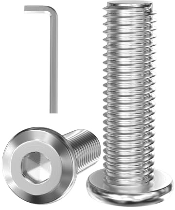 GUEEYUAW 30 Pièces M4 x 12 mm Vis Hexagonales à Tête Plate 304 Acier Inoxydable A2 V2A Avec Clé Hexagonale Peut être Utilisé à l'extérieur