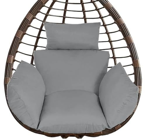 Veesper Egg Chair Cushion Replacement, Waterproof Soft Hanging Basket Swing Chair Cushion for Outdoor Patio, Garden and Home, Comfort Cover, Grey