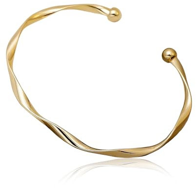 FloralGrace Bracelet en Or Sterling pour Femmes Manchette en Or Ajustable Bijoux Mode Simple Bracelet Ouvert Manchette Bijoux pour Femme Mère Épouse Fête des mères