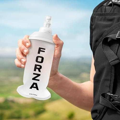 FORZA Soft Hydration Flasks - Folable Running Flask - Leakproof, Collapsible, Water Bottles with Bite Valve – Ideal for Runners, Cyclists & Hikers – 250ml or 500ml (1 x 250ml Bottle)