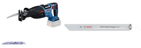 Bosch Professional 18V System BITURBO Akku Säbelsäge GSA 18V-28 (ohne Akku/Ladegerät) + 5x PRO Pallet S1022HFR Repair fast Säbelsägeblatt (für Stahl, Holz mit Nägeln, Länge 200 mm, Zubehör Säbelsäge)