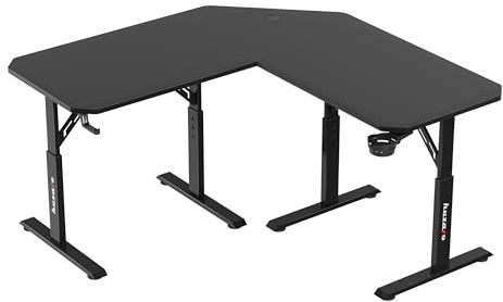 huzaro Hero 7.3 Eckschreibtisch 140x80 cm - Manuell höhenverstellbar | Platzsparendes Eckdesign für aufgeräumtes Setup - Robuste Oberfläche - Stabiler Gaming Tisch - Homeoffice und Lernen