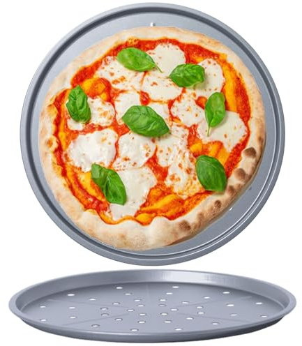 STORM TRADING GROUP Pizza Tray Large 30cm Non Stick Coating | Oven Round Baking Tray For Oven Non Stick Stackable Trays