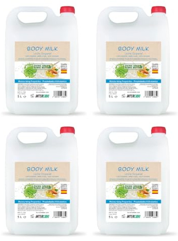 Pack 4 Bidons Body Milk Aloe Vera & Lait d’Amande 5L Intercabo – Hydratation Corps Douceur Longue Durée – Texture Fluide, Absorption Rapide & Format Économique