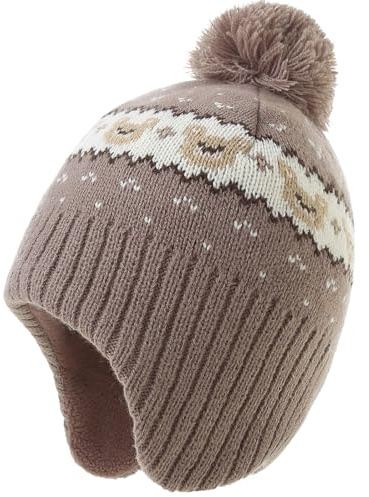 AHAHA Wintermütze Mädchen Kinder Beanie Earflap Pompon Baby Strickmütze Mädchen