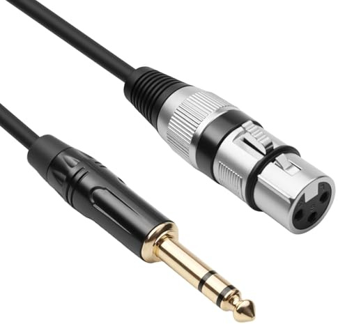 XLR Female to 1/4 TRS Cable 3pin Microphone Cable XLR to 6.35mm Jack Mono Mic Lead Compatible with Dynamic Microphones Mixer Audio Sound Consoles Power Amplifier Speaker Playing Live, 3m