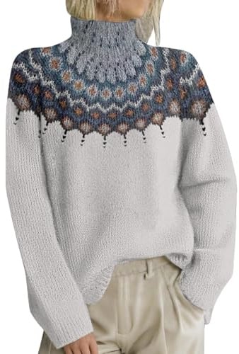 HOOUDO Maglione Donna Invernale Lupetto Donna Manica Lunga Maglione Norvegese Casual Maglia Dolcevita Elegante Maglia Collo Alto Manica Lunga Pullover Abbigliamento Invernale 2025