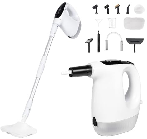 Nettoyeur Vapeur 1200 W, Nettoyeur vapeur portable, Chauffe Rapide en 15s | 3 Niveaux de Réglage, 500ML Steam Cleaner, 11 accessoires, Vapeur Haute Pression pour cuisine, sols, tapis, carrelages