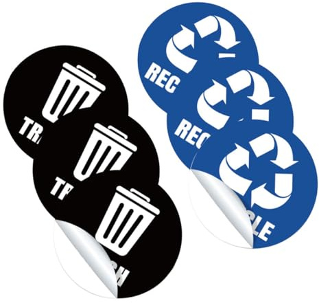 SOPOTUTU Autocollants pour Poubelles Tri Sélectif 6 Pièces PVC Auto-Adhésifs Bleu Foncé Adaptés aux Hôtels et Bureaux