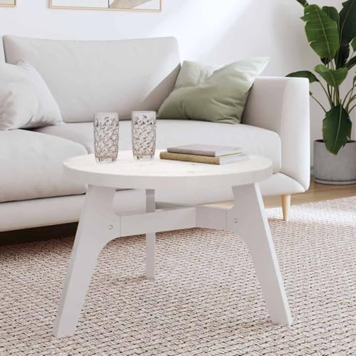 Foknhdi Tischplatte rund weiß Massivholz Kiefer 60 cm Durchmesser 3 cm Stärke rustikale Optik Moderne Tischplatte stabil für Küche Esszimmer Balkon Couchtisch