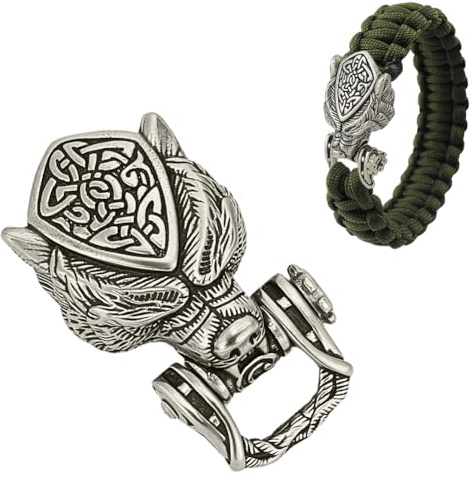 CABODYALS 1 Box Brass Wolf Shaped Paracord Buckles Clasps Tibetan Metal Bronze Bracelets Clasp Lock Shackle Charms Bow Animal Head Buckle Accessories Pendant for Diy Crafts Survival
