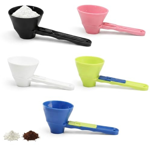 5 PCS Protein Scoop, Funnel Design for Protein Powder and Nutritional Supplements, Convenient Measuring Scoops for Gym, Kitchen, and Travel Use in Multiple Colors