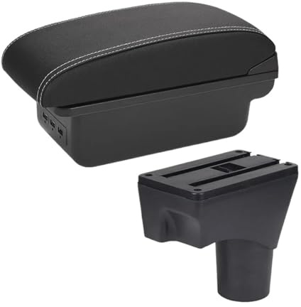 Console Centrale con vano portaoggetti per Nissan March Micra K13 MK4 IV 2010-2022,bracciolo Auto,interfaccia per vano portaoggetti(B3 Nero/Bianco 3usb)
